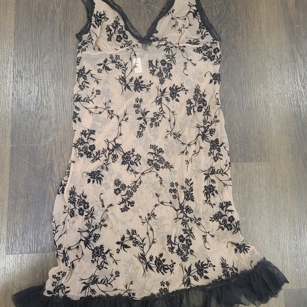 Cosabella Floral Lace Chemise - Cream and Black